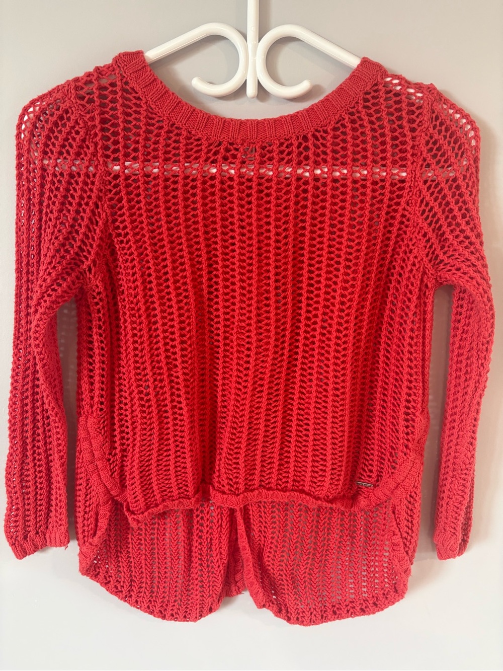 Red Open-Knit Tiered Sweater